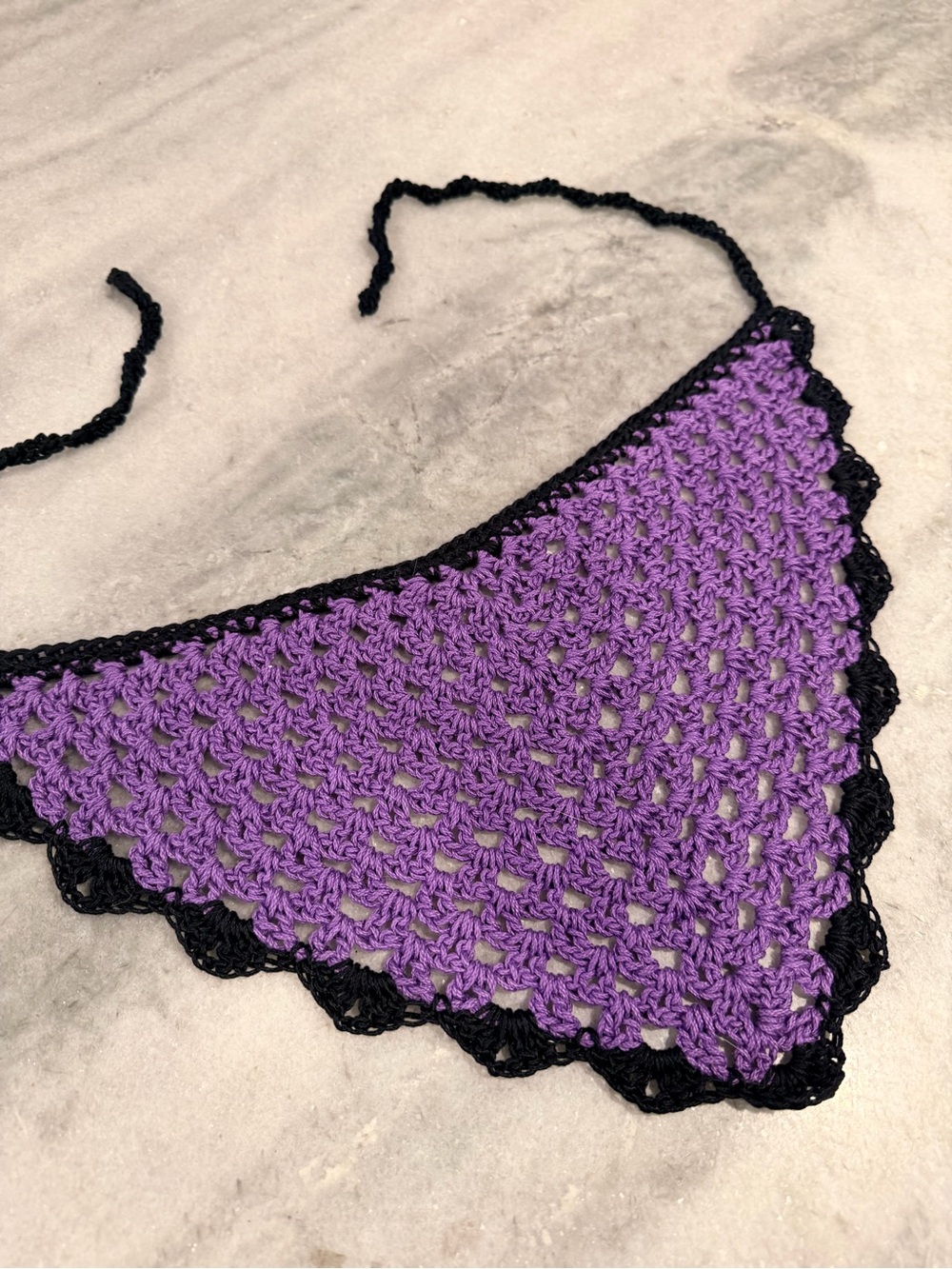 Handmade Crochet Bandana Head Scarf Cotton Boho Triangle Wrap Fest Cottagecore